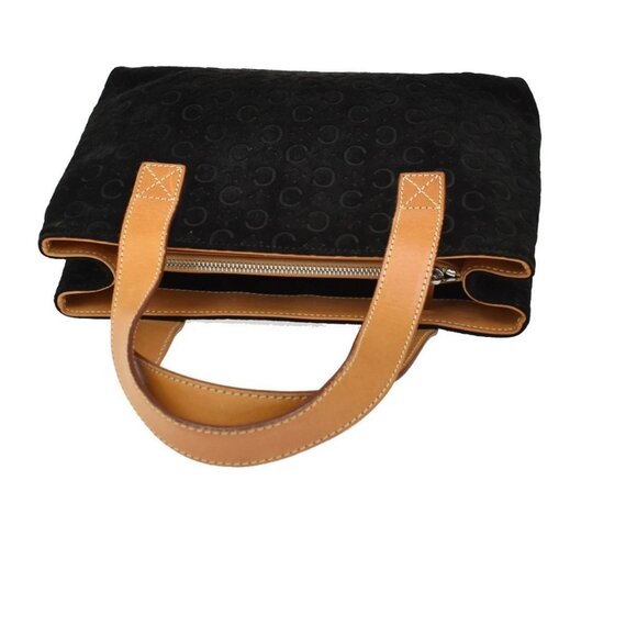 CELINE Logo C Macadam Pattern Hand Tote Bag Suede Leather Black SHW 68KB064 - Picture 5 of 16